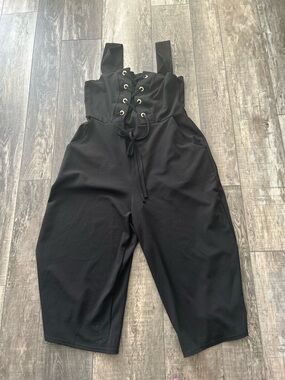 Venus Corset Black Lace-Up Strap Jumpsuit Fits Large 40 Bust. Top1